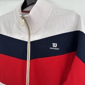 Wilson Sport Professionals‎ Gibson Tricot Jacket Women's Large Blue Red Tennis